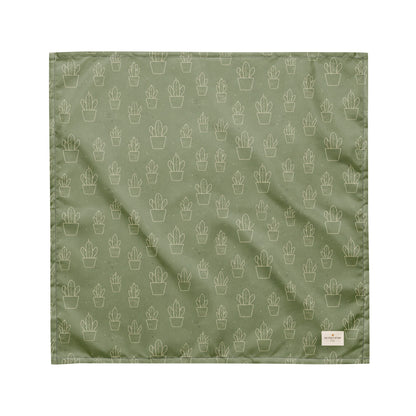 Cactus Cruise dog bandana featuring a sage green background with an all-over cactus pattern by HoneyPaw Pets.