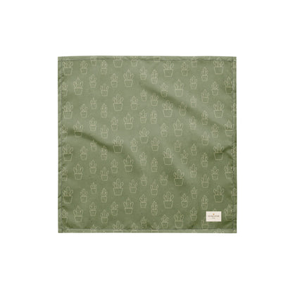 Cactus Cruise dog bandana featuring a sage green background with an all-over cactus pattern by HoneyPaw Pets.