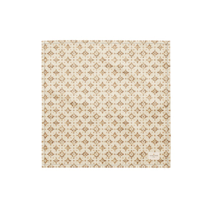Dusty Paws dog bandana featuring a cream background with a western-inspired geometric pattern in warm tan tones by HoneyPaw Pets.