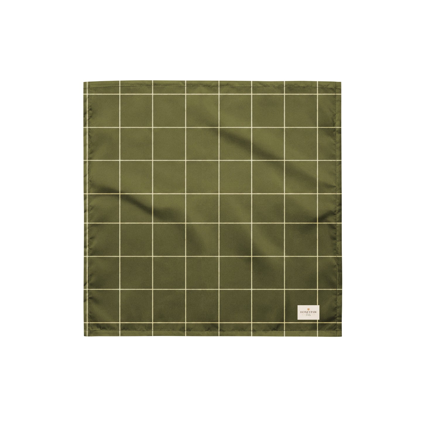 Forest Walk dog bandana featuring a dark olive green windowpane plaid pattern by HoneyPaw Pets.