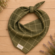 Forest Walk dog bandana featuring a dark olive green windowpane plaid pattern by HoneyPaw Pets.
