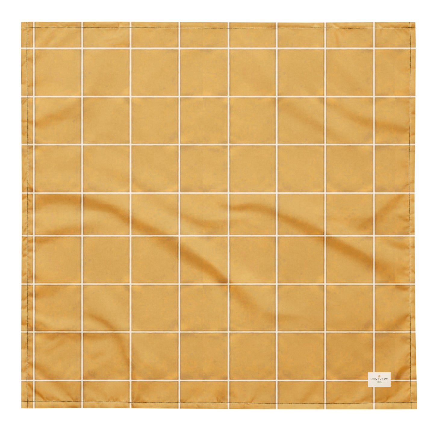 Golden Hour dog bandana featuring a mustard yellow windowpane plaid pattern by HoneyPaw Pets.