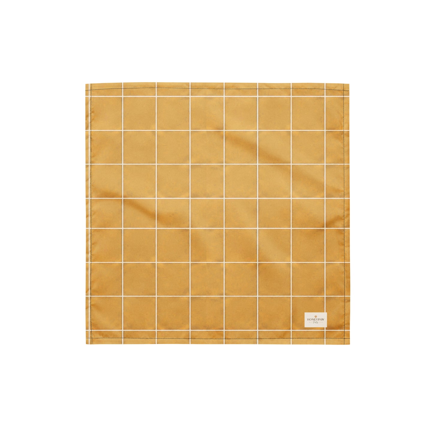 Golden Hour dog bandana featuring a mustard yellow windowpane plaid pattern by HoneyPaw Pets.