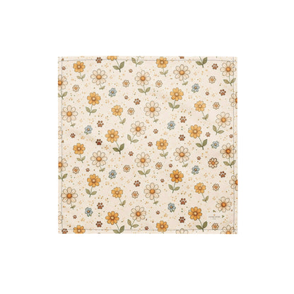 Honey Bloom dog bandana featuring a cream floral pattern in honey gold and soft sage by HoneyPaw Pets.