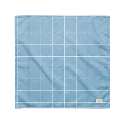 Lakeview dog bandana featuring a light blue windowpane plaid pattern by HoneyPaw Pets.