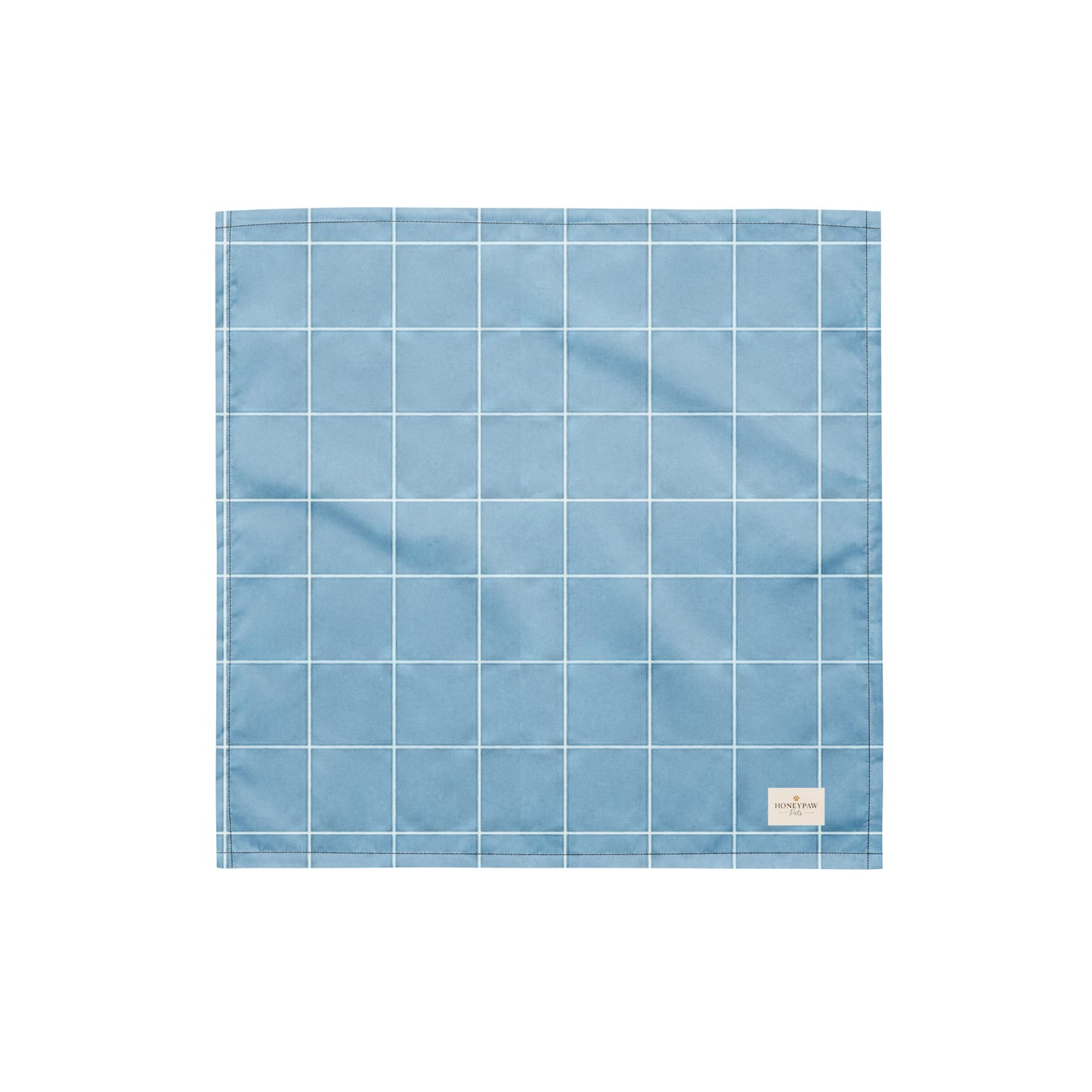 Lakeview dog bandana featuring a light blue windowpane plaid pattern by HoneyPaw Pets.