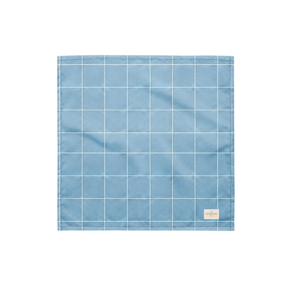 Lakeview dog bandana featuring a light blue windowpane plaid pattern by HoneyPaw Pets.
