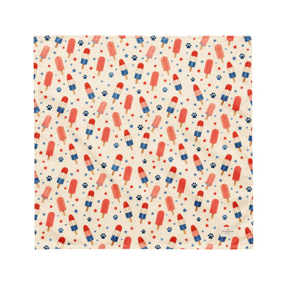 Popsicle Puppy dog bandana featuring a patriotic popsicle pattern on a cream background by HoneyPaw Pets.