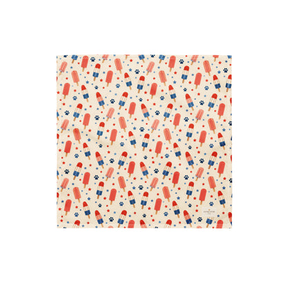 Popsicle Puppy dog bandana featuring a patriotic popsicle pattern on a cream background by HoneyPaw Pets.