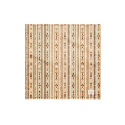 Rover Ranch dog bandana featuring a beige western stripe pattern with rustic floral accents in warm earth tones by HoneyPaw Pets.