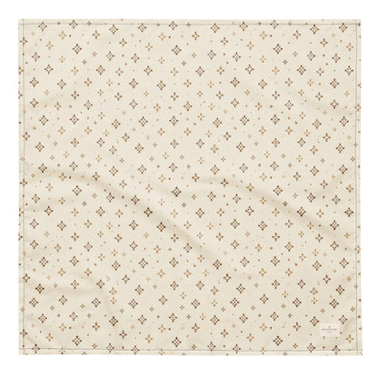 Tumbleweed Tails dog bandana featuring a cream background with a subtle western-inspired geometric pattern in warm tan tones by HoneyPaw Pets.