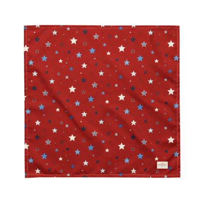 Twinkle Tails dog bandana featuring a patriotic star pattern on a red background by HoneyPaw Pets