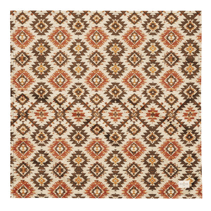 Waggin’ West dog bandana featuring a southwestern-inspired geometric pattern in warm brown, rust, and cream tones by HoneyPaw Pets.
